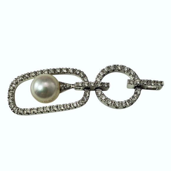 18K White Gold Diamond and Pearl Pendant #20935 - Picture 2 of 7